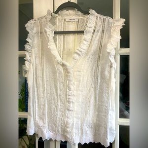 FRAME White Sleeveless Blouse, size L. Never Worn, Perfect Condition.